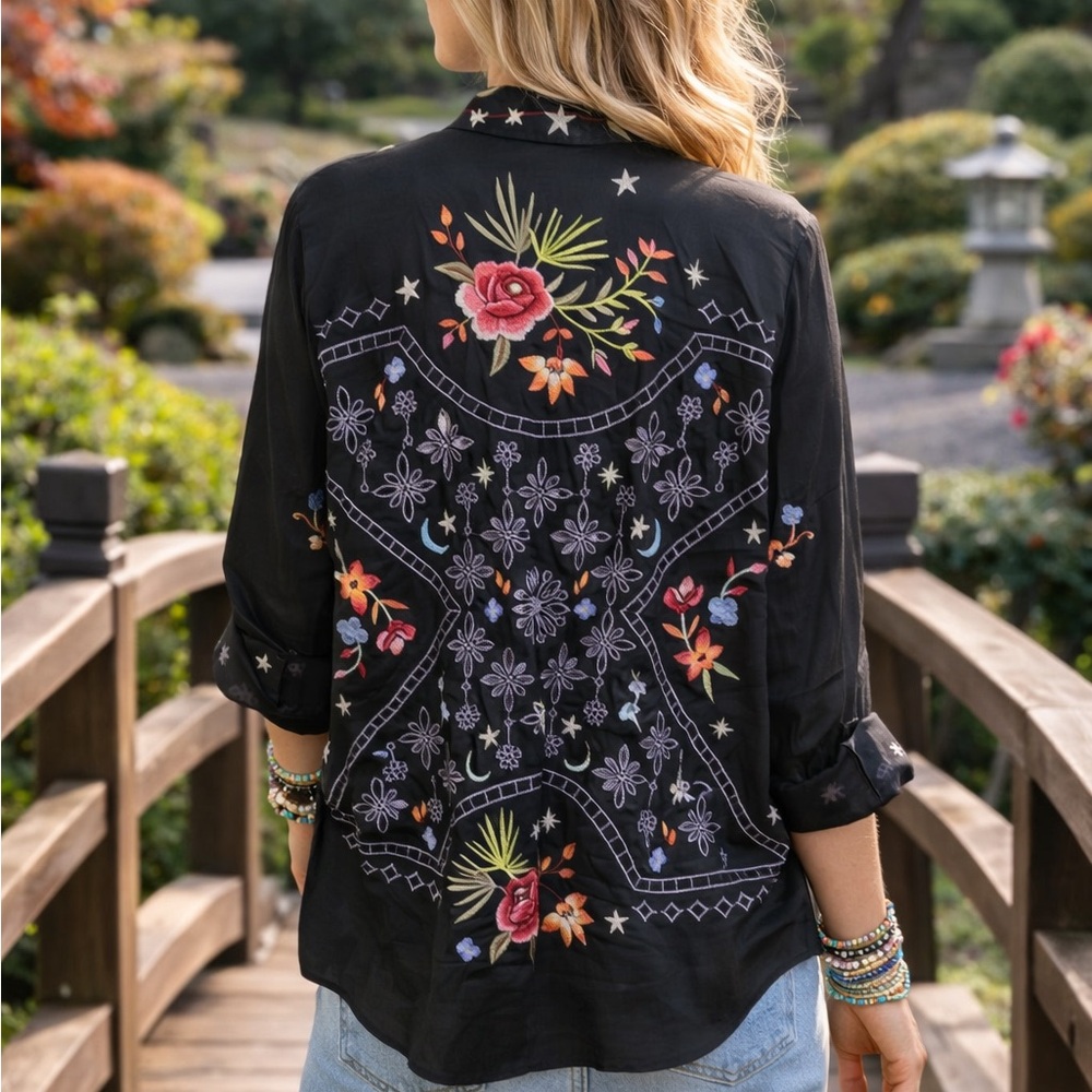 Johnny Was heavily embroidered omega shirt (oversized) NWT RARE - Picture 15 of 16